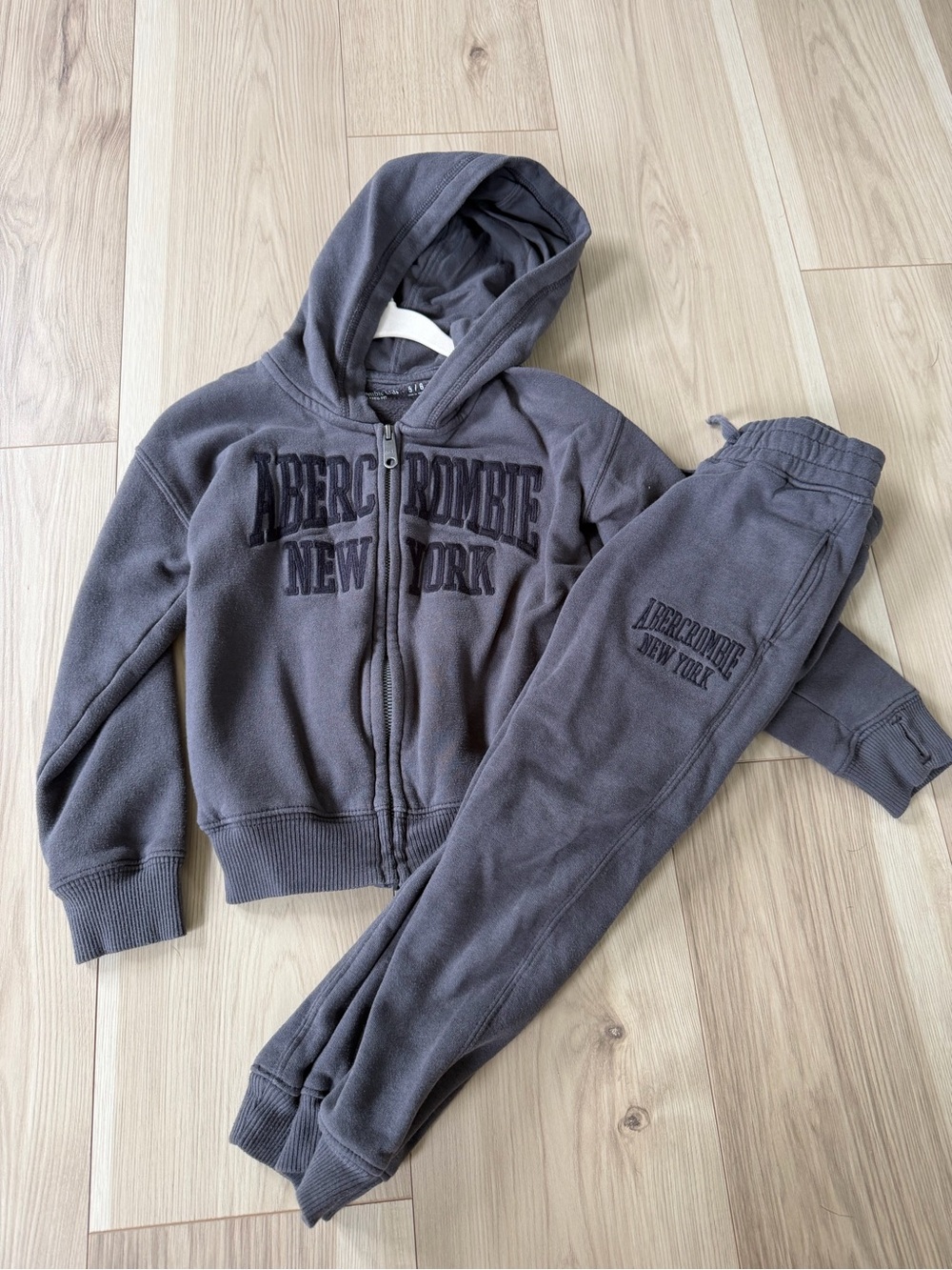 abercrombie kids Gray Zip Hoodie and Jogger Set